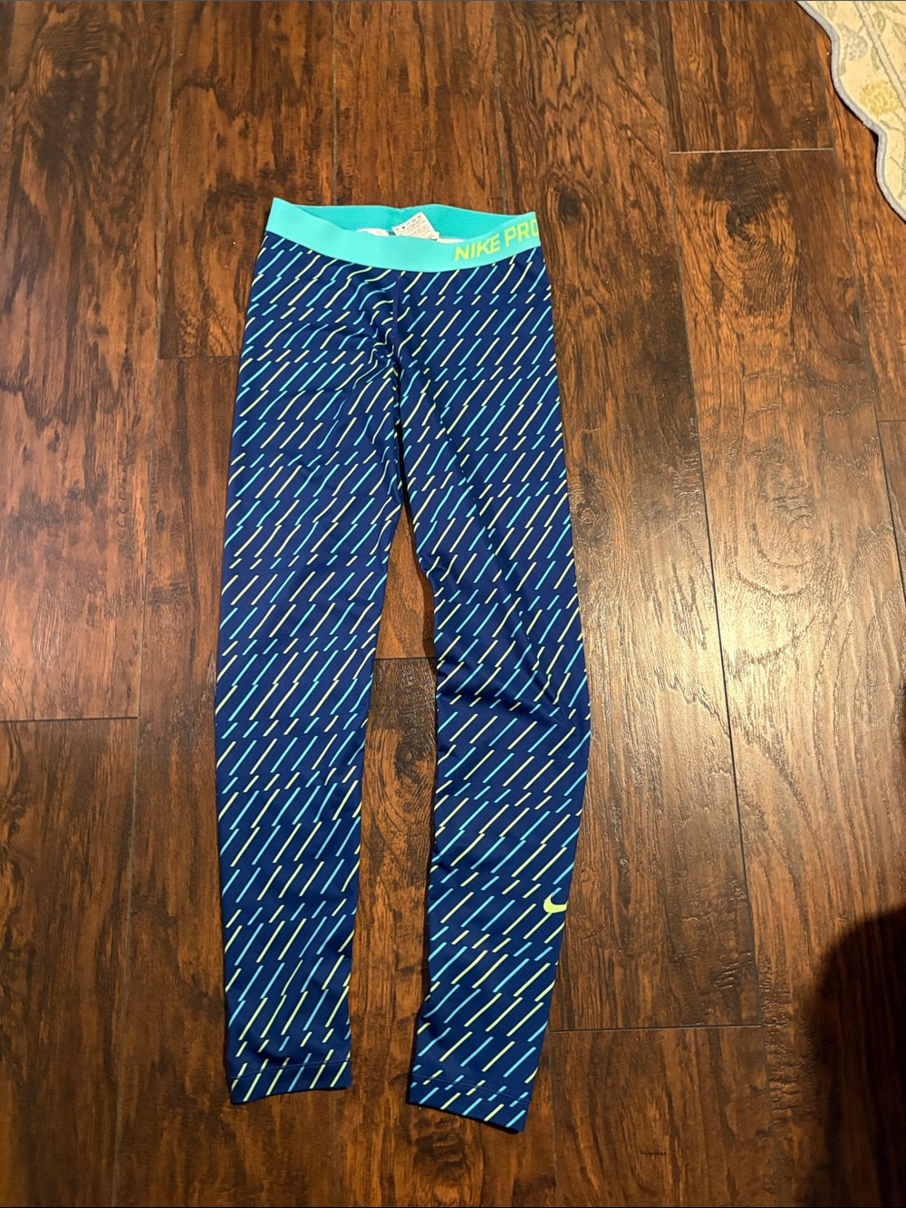 Nike Pro  Blue Patterned Compression Leggings